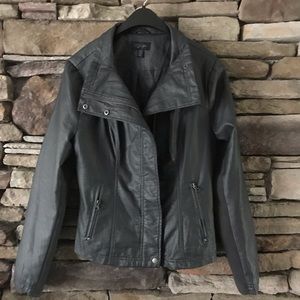 Dark Grey Faux Leather Jacket Size  M